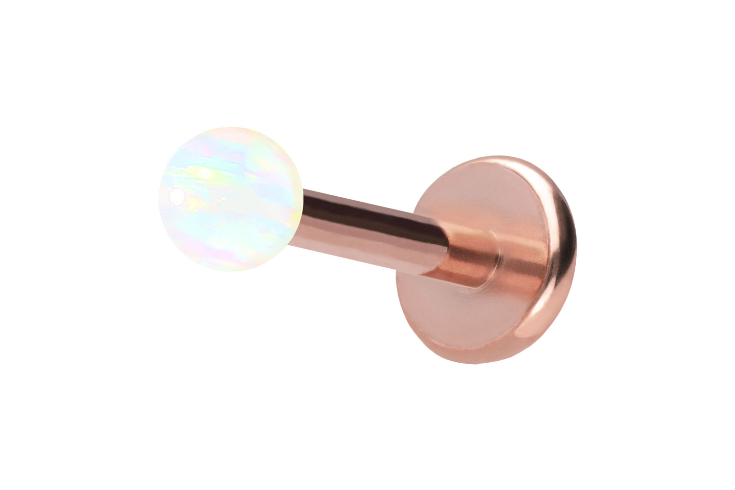 Titan Labret Piercing mit Push Fit SYNTHETISCHER OPAL